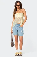 Edikted Embroidered Sheer Strapless Top