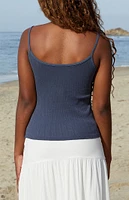 John Galt Navy Skylar Pointelle Tank Top