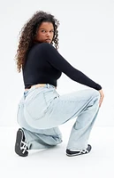 PacSun Stretch Light Indigo Curve '90s Boyfriend Jeans