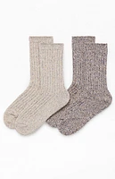 PacSun 2 Pack Brown Marled Crew Socks