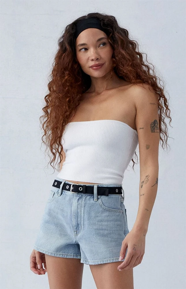 Pacsun Light Indigo Glittery High Waisted Denim Festival Shorts