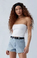 Pacsun Light Indigo Glittery High Waisted Denim Festival Shorts