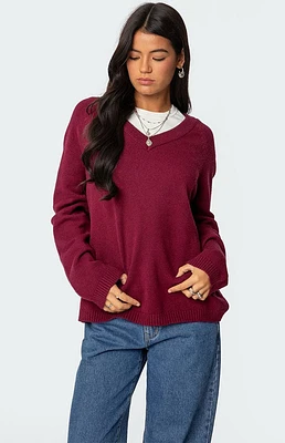 Edikted Martha Oversized V Neck Sweater