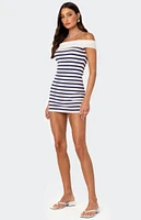 Edikted Striped Fold Over Knit Mini Dress