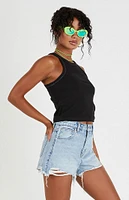 ABRAND Venice Suzie Ripped High Waisted Relaxed Denim Shorts