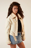 PacSun Sherpa Faux Leather Bomber Jacket