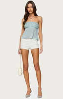 Edikted Beadie Sheer Chiffon Strapless Top