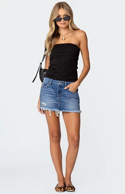 Edikted Tomi Distressed Denim Mini Skirt