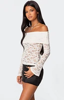 Edikted Ashley Off Shoulder Sheer Lace Top