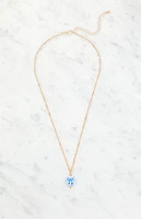 LA Hearts Blue Bow Heart Pendant Necklace