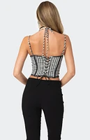 Edikted Gingham Lace Trim Corset