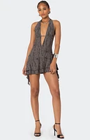 Edikted Shredded Backless Halter Mini Dress