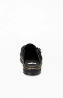 Dr Martens Black Zebzag Suede Slingback Platform Mules