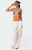 Edikted Lyric Linen Low Rise Cargo Pants