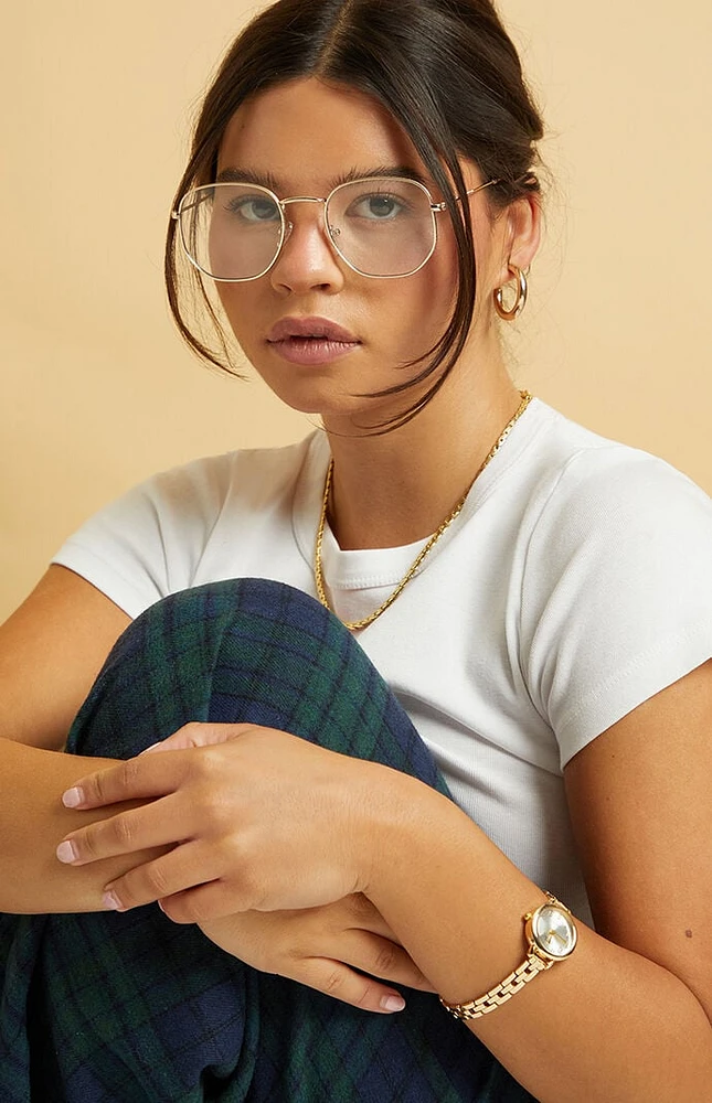 PacSun Gold Metal Round Glasses