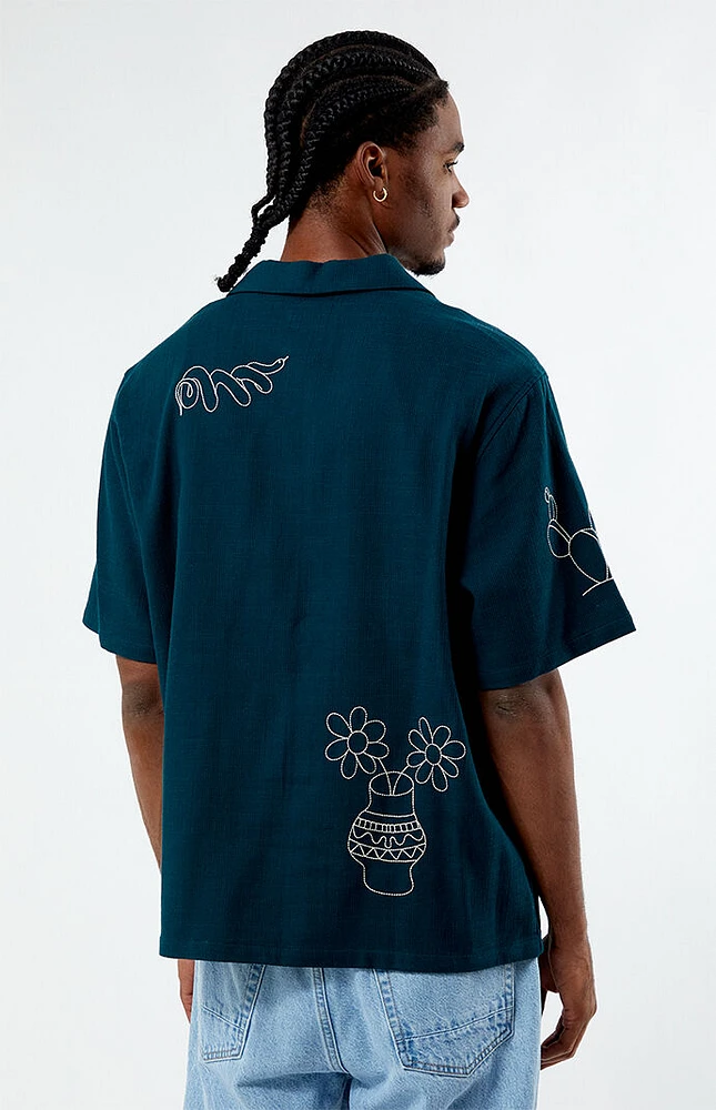 PacSun Stitch Applique Oversized Camp Shirt