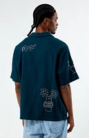 PacSun Stitch Applique Oversized Camp Shirt