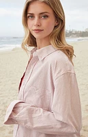 John Galt White & Pink Striped Long Sleeve Shirt