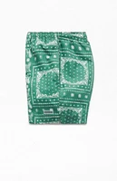 PacSun Recycled Bandana Block Green 4.5" Swim Trunks