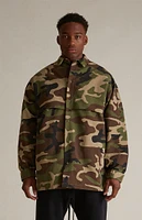 Fear of God Essentials Woodland Camo Military Nylon Overshirt Jacket