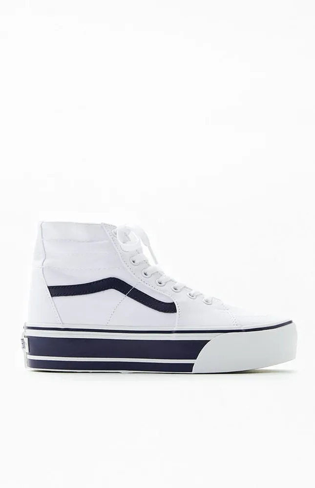 White & Navy Sk8-Hi Tapered Stackform Sneakers