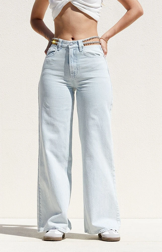 PacSun Light Indigo Sparkle Wide Leg Jeans