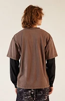 PacSun Brown Potassium Layered Long Sleeve T-Shirt