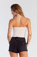Pacsun Black Button Flap Denim Mom Shorts