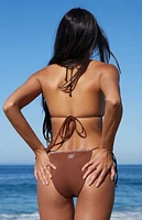 Pacsun Eco Brown Eden Embroidered Tie Side Bikini Bottom