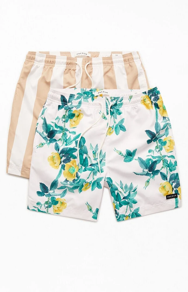 PacSun 2 Pack Graphic 6.5" Swim Trunks