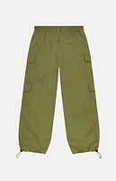 WeSC America Inc Olive Parachute Wide Leg Baggy Trousers