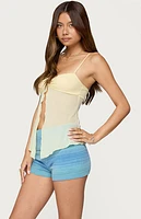 Edikted Reeve Split Front Sheer Mesh Top