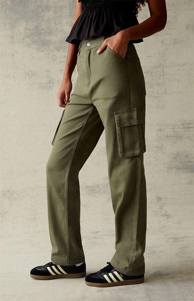 Olive Cargo Dad Pants