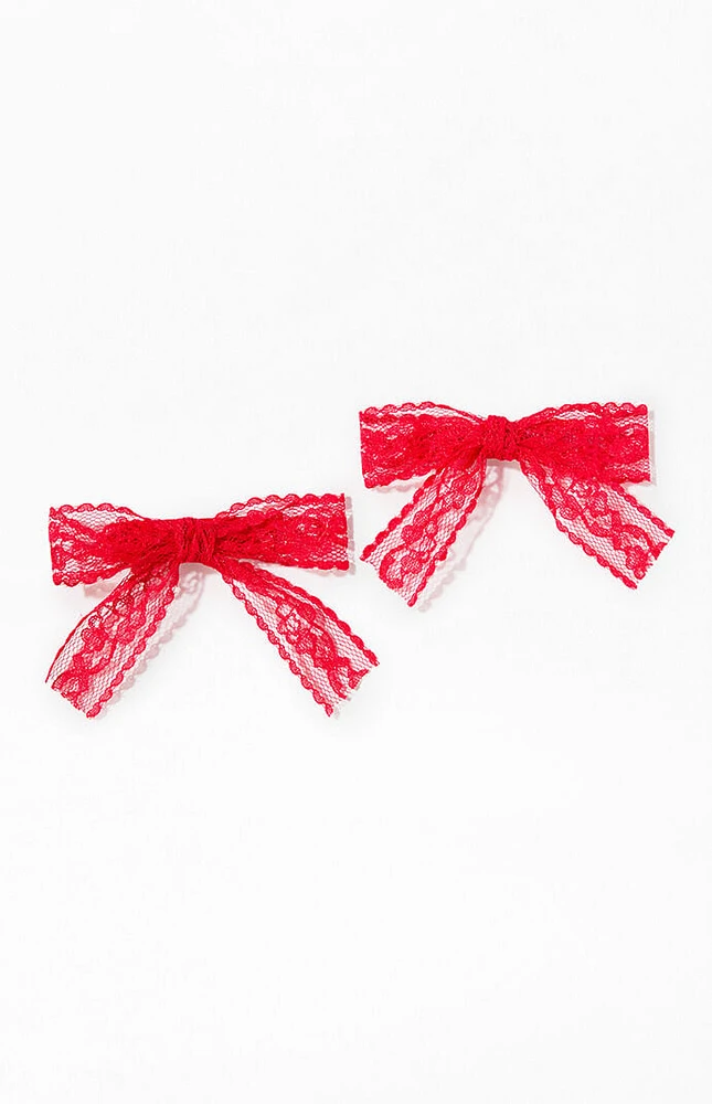 LA Hearts 2 Pack Gracie Lace Bow Clips