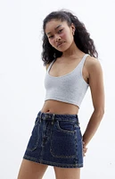 PacSun Dark Indigo Mid Rise Denim Mini Skirt