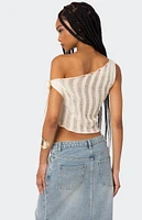 Edikted Tamra Sheer Knit Asymmetric Top