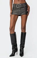 Edikted Washed Faux Leather Mini Skort