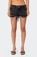 Edikted Exposed Pockets Low Rise Denim Shorts