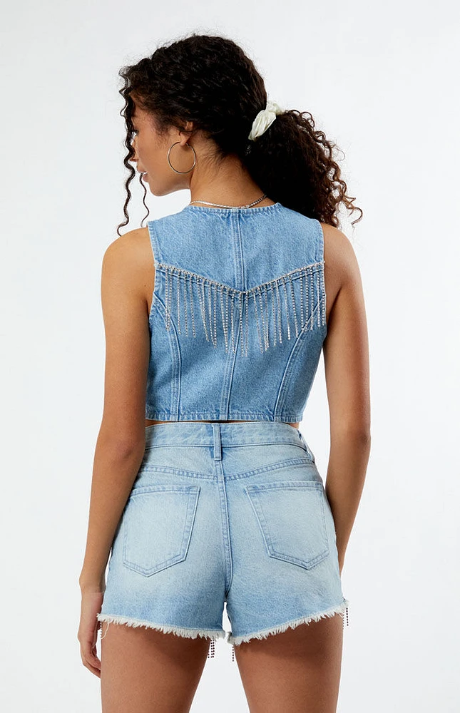 PacSun Light Indigo V-Neck Denim Vest