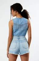 PacSun Light Indigo V-Neck Denim Vest