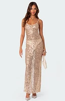 Edikted Sequin Sheer Mesh Maxi Dress