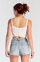 Pacsun Bow Embroidered High Waisted Denim Festival Shorts