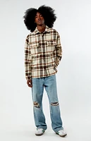 PacSun Cream Oversized Wooly Flannel Shirt