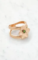 LA Hearts Green Daisy Gem Ring