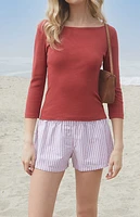 John Galt White & Red Keira Pajama Boxer Shorts
