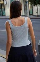 John Galt Light Gray Notched V-Neck Tank Top
