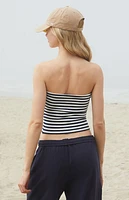John Galt White & Black Striped Amelia Cropped Tube Top