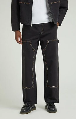 Pacsun Black Embellished Baggy Carpenter Jeans