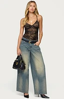 Edikted Nolyn Sheer Lace V Neck Bodysuit