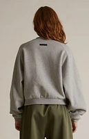 Fear of God Essentials Women's Dark Heather Oatmeal Fleece Cropped Crew Neck Sweatshirt